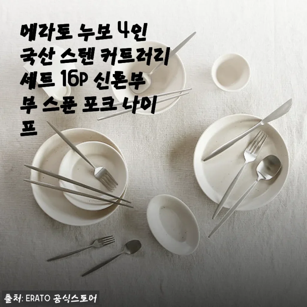 에라토 누보 4인 국산 스텐 커트러리세트 16p 사용후기, 깔끔한 디자인과 실용성 만족