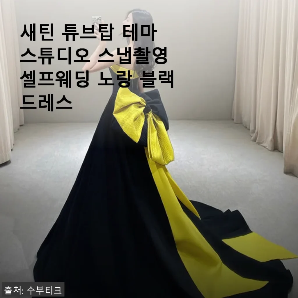 새틴 튜브탑 테마 스튜디오 스냅촬영 셀프웨딩 노랑 블랙드레스 사용후기