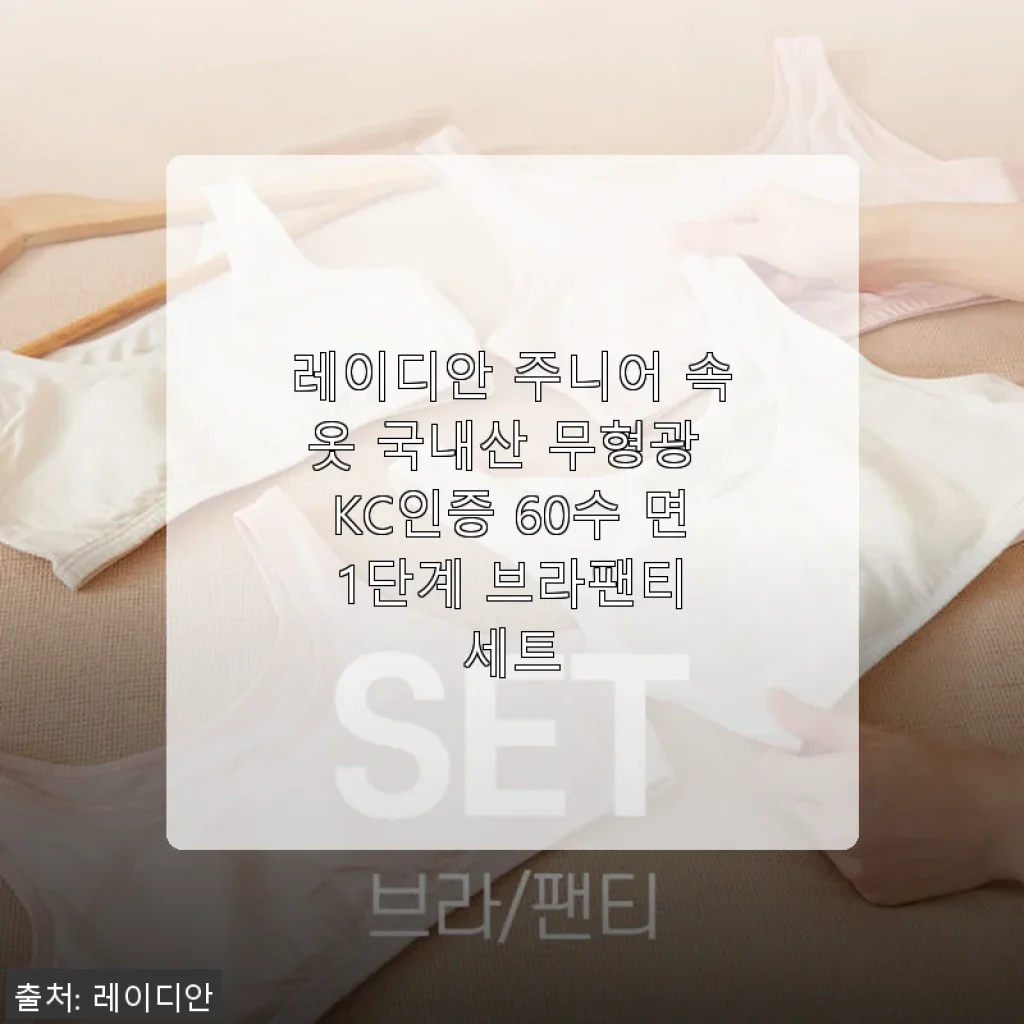레이디안 주니어 속옷 60수 면 1단계 브라팬티 세트 사용후기