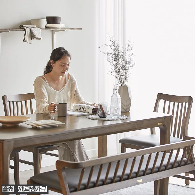 고무나무 원목 로렌 4인용 식탁세트 관련 이미지 4