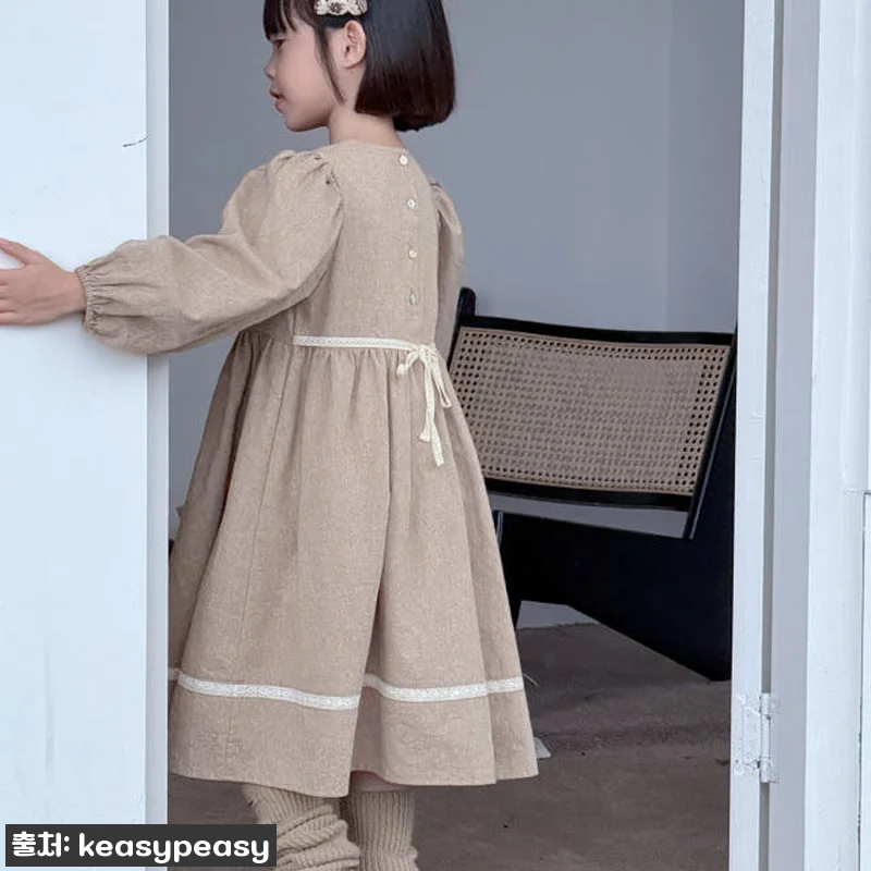 토숀 레이스 배색 핀턱주름 셔링 드레 관련 이미지 5