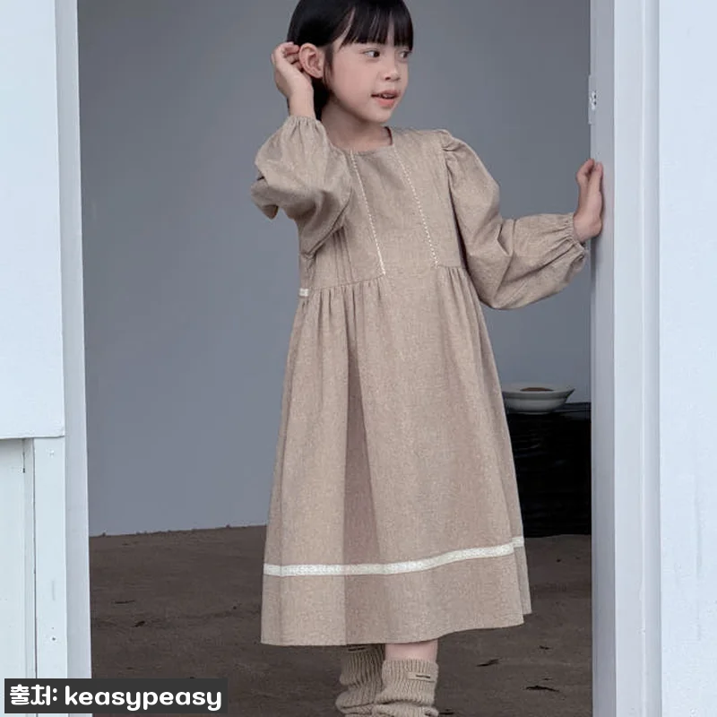 토숀 레이스 배색 핀턱주름 셔링 드레 관련 이미지 6
