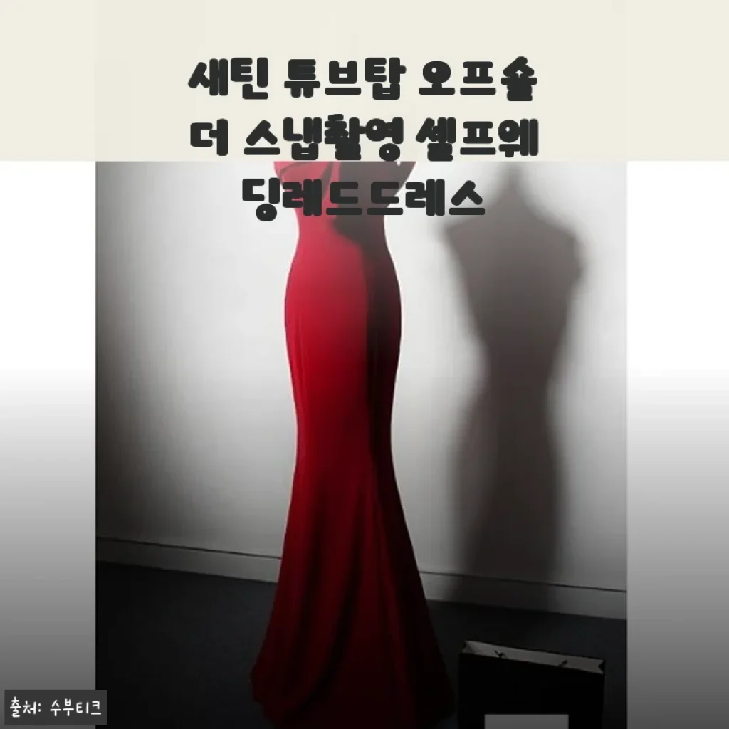 새틴 튜브탑 오프숄더 스냅촬영 셀프웨딩레드드레스 사용후기