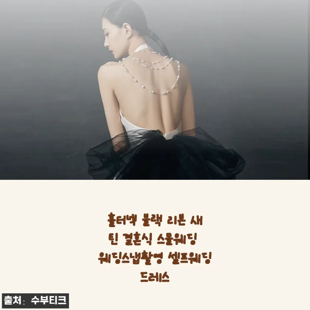 홀터넥 블랙 리본 새틴 결혼식 드레스 사용후기와 상세 소개