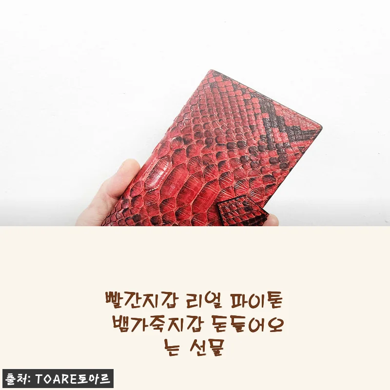 빨간지갑 리얼 파이톤 뱀가죽지갑 돈들어오는 선물, 직접 써본 후기