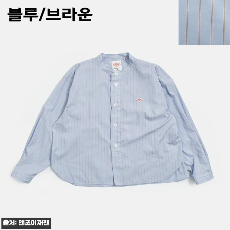 단톤 여성 포플린 밴드카라 스트라이프 관련 이미지 3