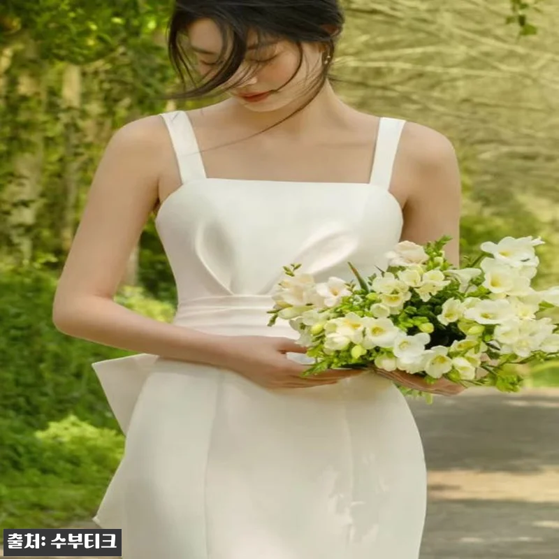 새틴 민소매 리본 브라이덜 야외 스튜 관련 이미지 3