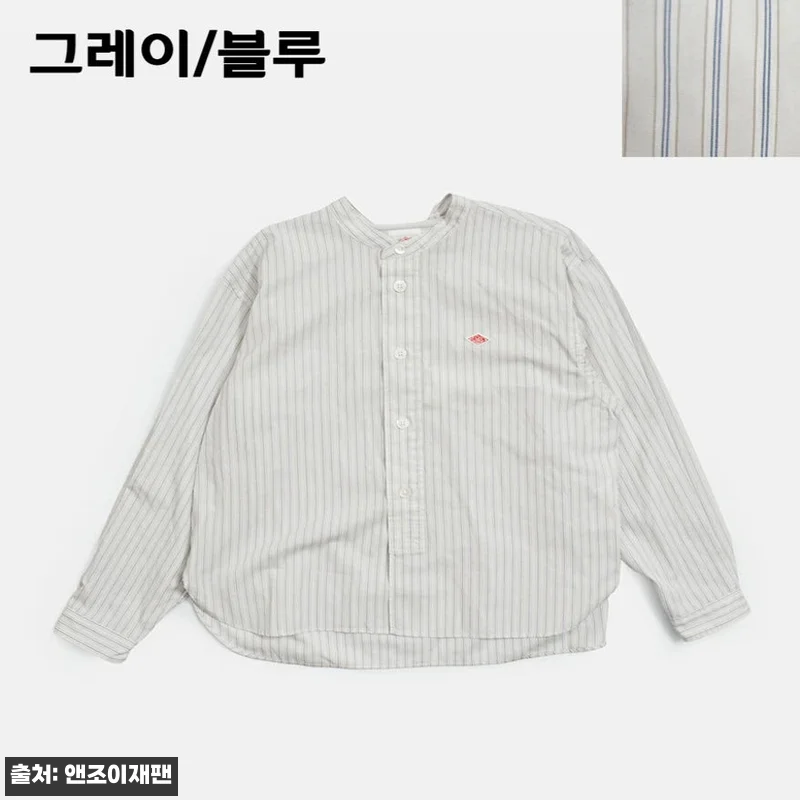 단톤 여성 포플린 밴드카라 스트라이프 관련 이미지 4