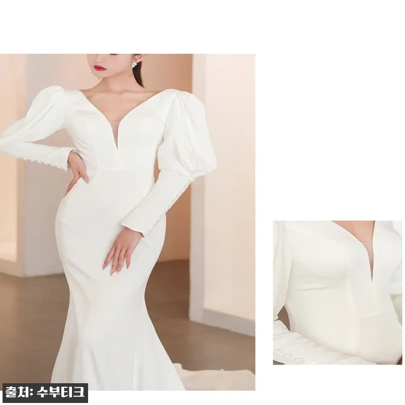 브이넥 슬림 스몰웨딩드레스로 완성한 관련 이미지 5