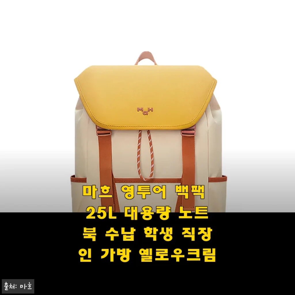 마흐 영투어 백팩 25L, 한 달 써보니 정말 만족스러운 데일리 가방 (옐로우크림)