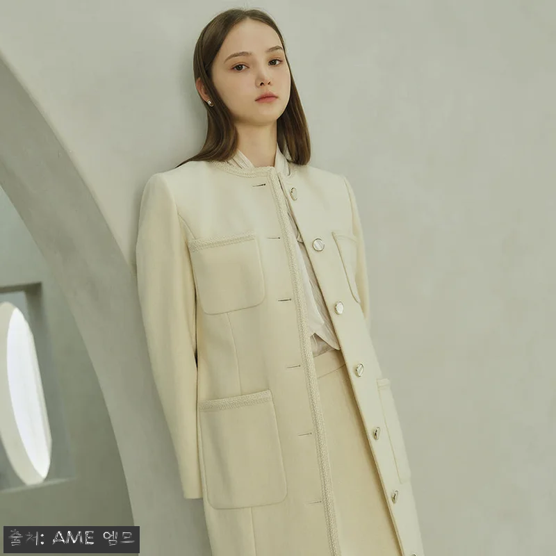ELENA Round trimming coat 아이보리, 특별한 날을 위한 프리미엄 코트 구매 전 체크 7 ELENA Round trimming 관련 이미지 2