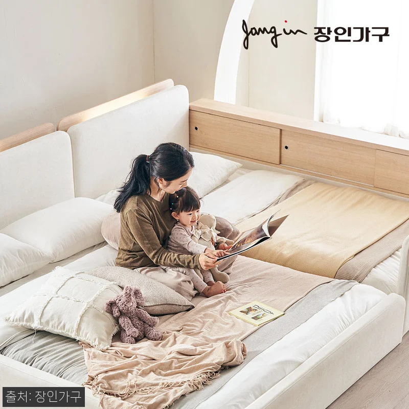 장인가구 하랑 E0 패브릭 LED헤드 저상형 데이베드 패밀리침대 Q + 라텍스탑포켓, 아이와 함께 쓰기 좋은 저상형 침대 후기 10 장인가구 하랑 E0 패브릭 LED헤드 관련 이미지 3