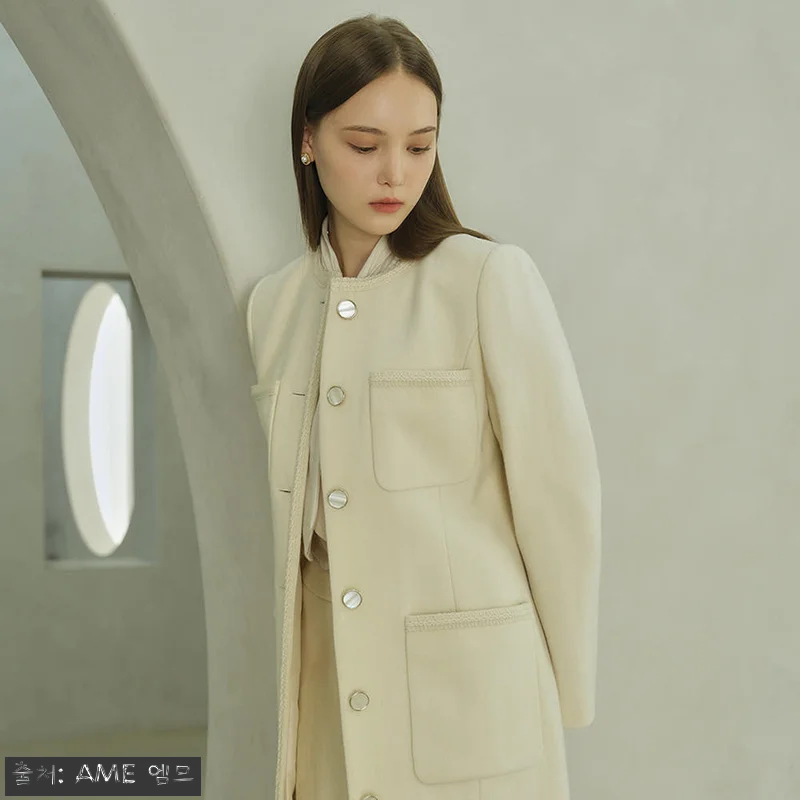 ELENA Round trimming coat 아이보리, 특별한 날을 위한 프리미엄 코트 구매 전 체크 8 ELENA Round trimming 관련 이미지 3