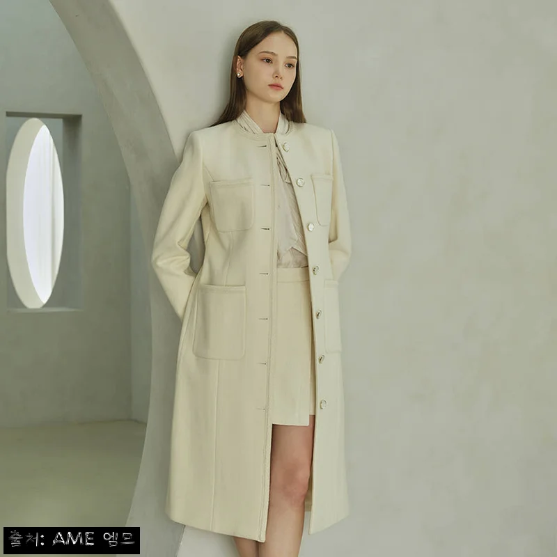 ELENA Round trimming coat 아이보리, 특별한 날을 위한 프리미엄 코트 구매 전 체크